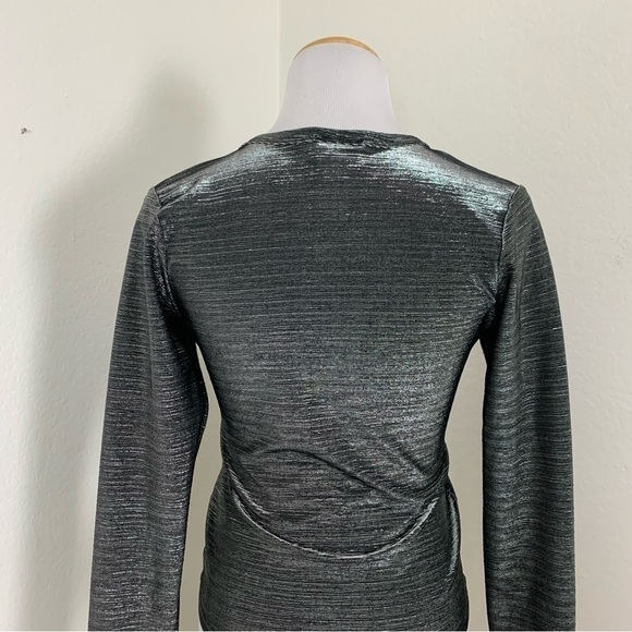 Vintage Moda International 90s Y2k Metallic Silver Lurex long sleeve top - Picture 6 of 15
